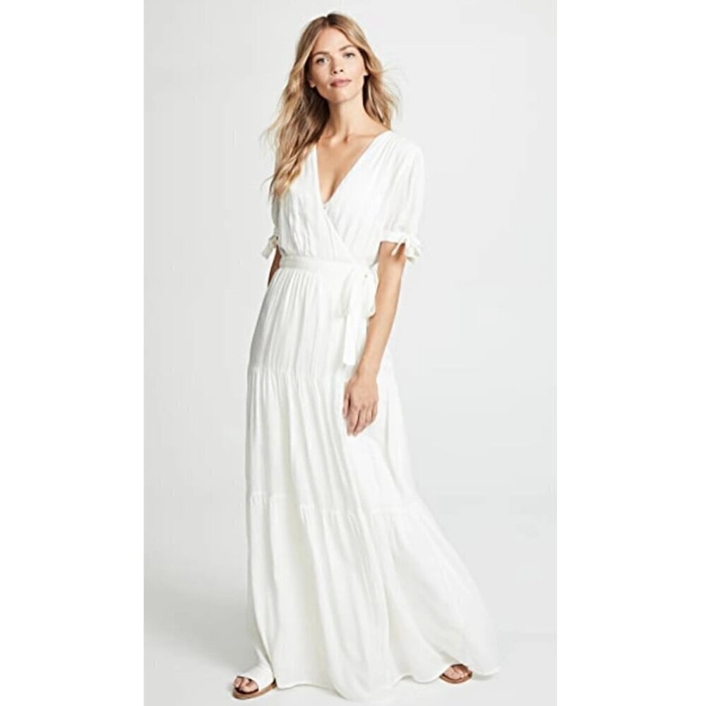 Melissa Odabash Emily Tiered Wrap Maxi Dress in white size S
